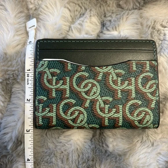 Coach Magnetic Card Case With Monogram Print - Green - Picture 2 of 4